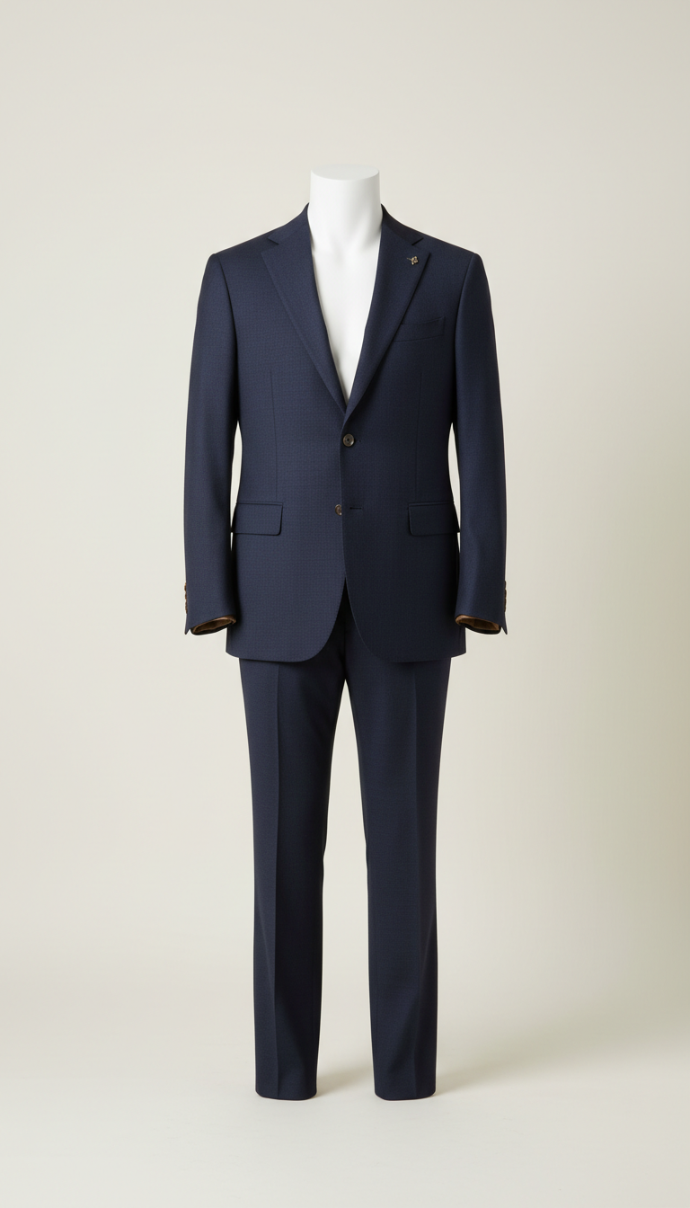 Wool Suit With Reinforced Shoulder